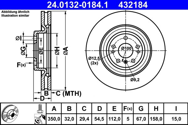 2X Ate 24.0132-0184.1 Bremsscheibe